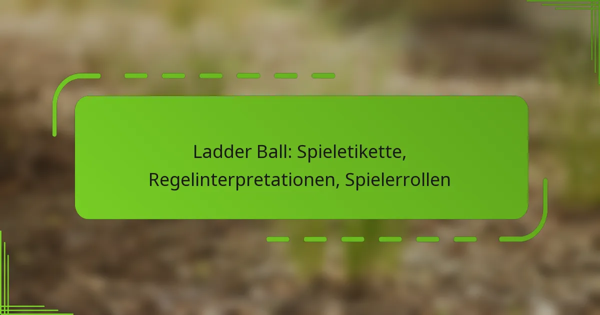 Ladder Ball: Spieletikette, Regelinterpretationen, Spielerrollen
