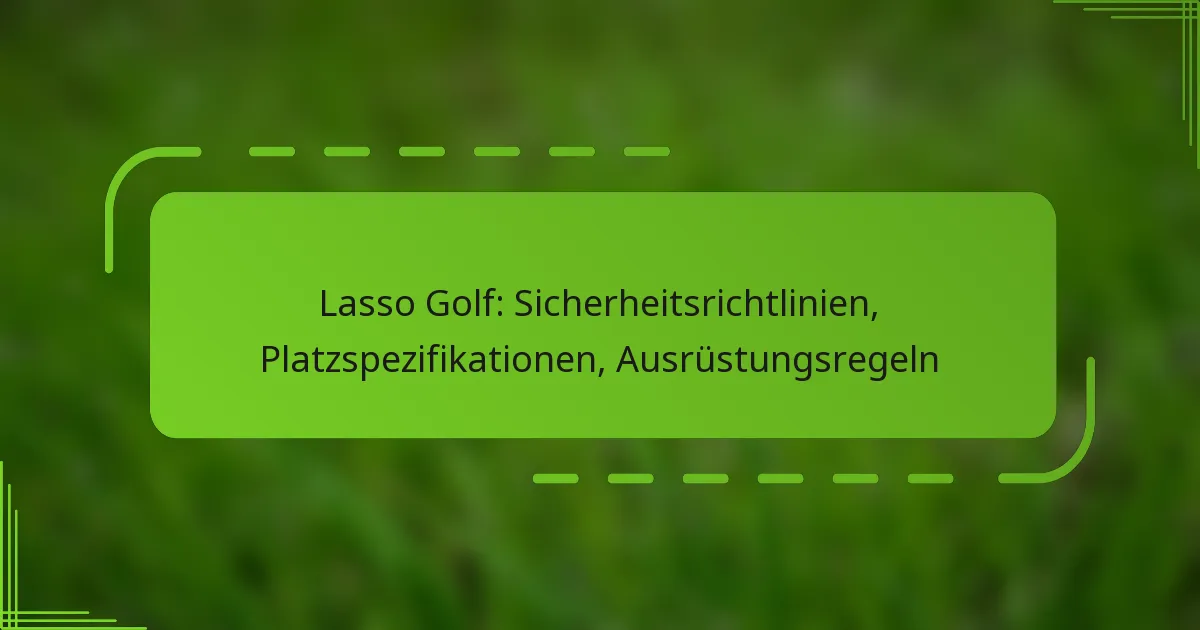 Lasso Golf: Sicherheitsrichtlinien, Platzspezifikationen, Ausrüstungsregeln