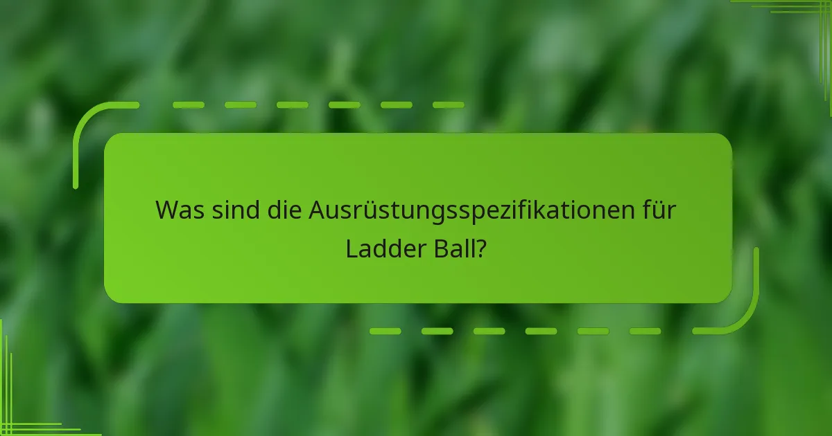 Was sind die Ausrüstungsspezifikationen für Ladder Ball?