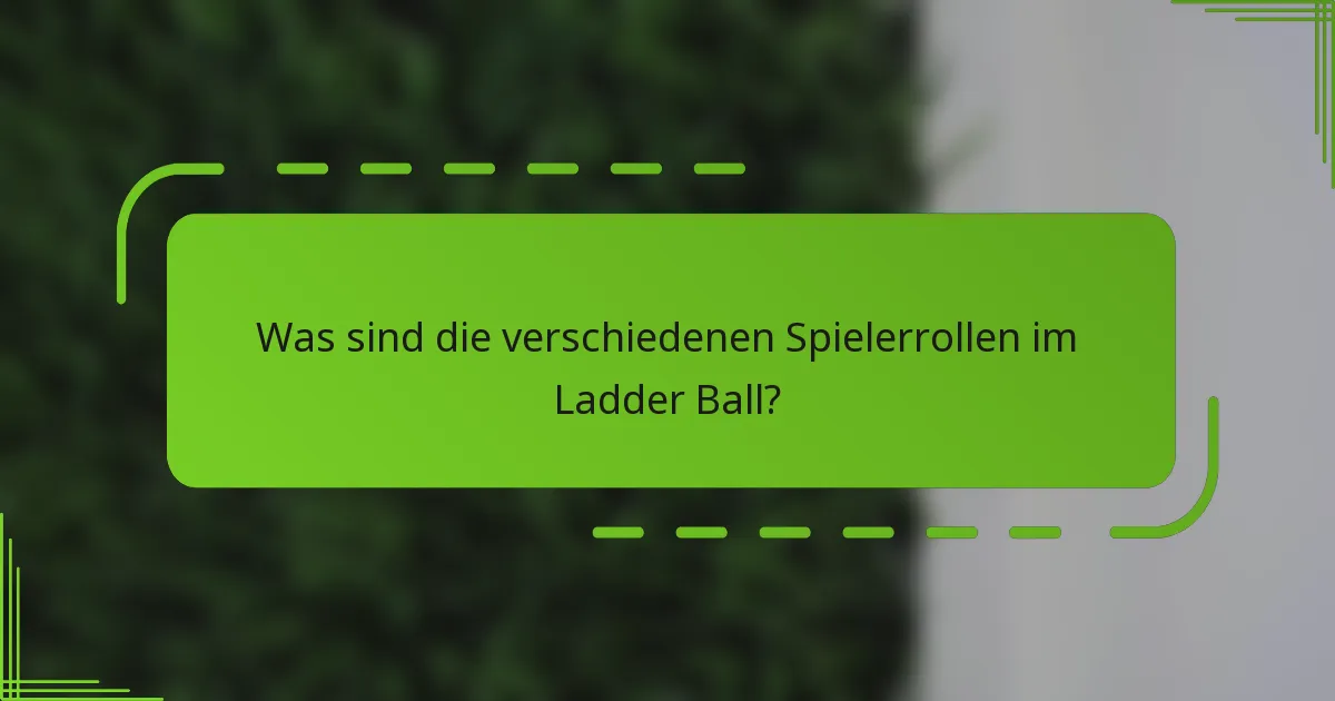 Was sind die verschiedenen Spielerrollen im Ladder Ball?